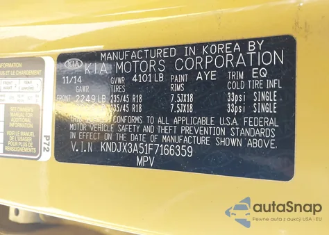 2015 Kia Soul ! z USA, uszkodzony, nr VIN KNDJX3A51F7166359